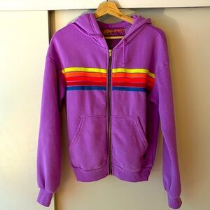 Aviator Nation purple 5 stripe Hoodie